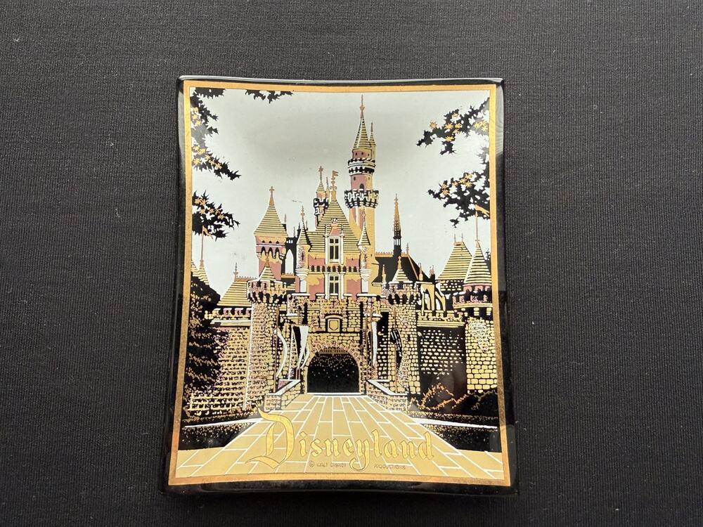 Vintage 1960's DISNEYLAND Castle Ashtray Trinket Tray Glass